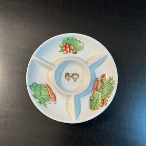 Vintage Vegetable Ceramic Divided‎ Serving Dish Appetizer Plate